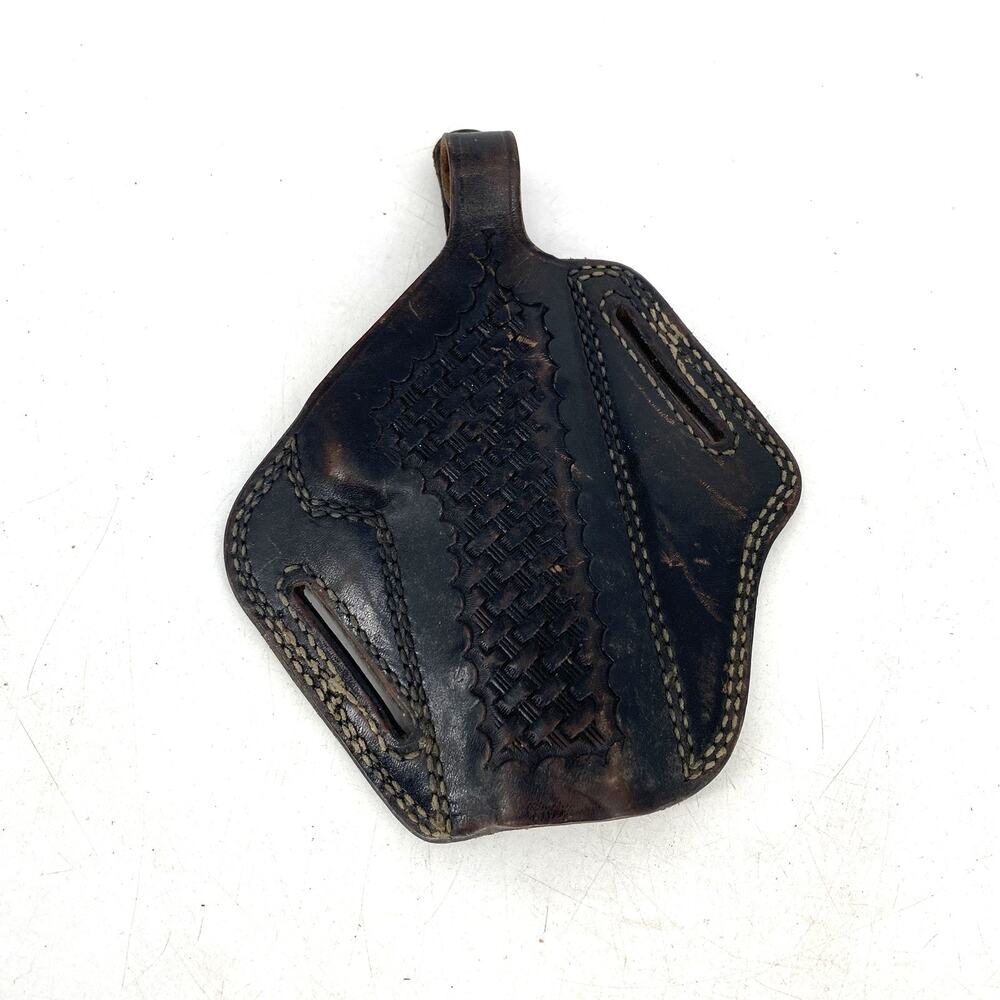 Vintage Tex Shoemaker Black Leather Basketweave Holster 45PC